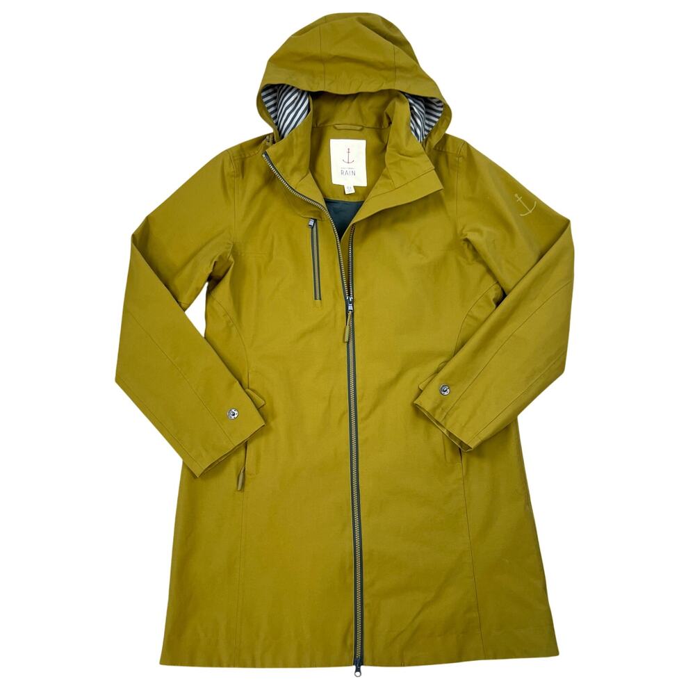 Seasalt Cornwall RAIN Coverack Waterproof Yellow Green Pear Rain Coat Jacket (8) - Picture 2 of 16